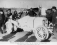 Mercedes race car, winner at the Grand Prix of the Frankish kingdom at Dieppe 1908. The winner Lautenschlager before you start.