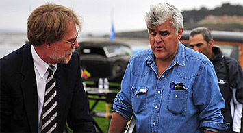Jay Leno consulting with Scott Grundfor