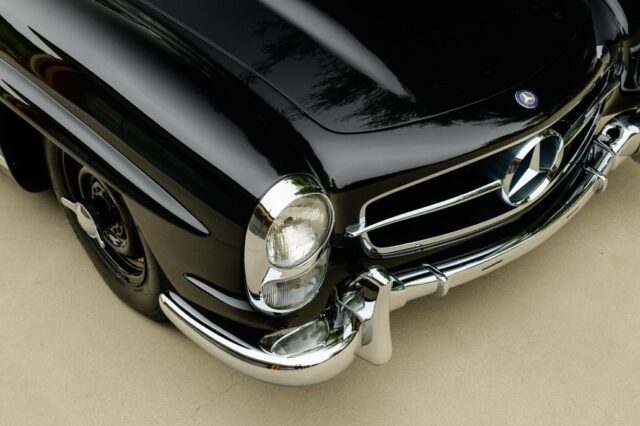 Devil in the details. Our Factory Rudge Wheel 1957 Mercedes-Benz 300 SL Roadster in original color black over red is both sinister and precise. 

DM for more details or reach out to Drew@ScottGrundfor.com

#factoryrudge
#300sl 
#w198
#factoryblack
#germancars