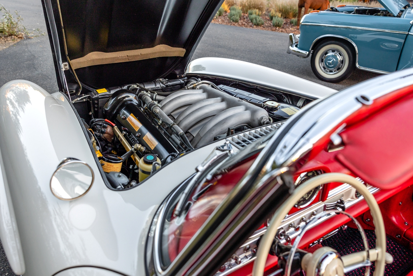 1963 Mercedes-Benz 300SL Roadster Hood and Engine