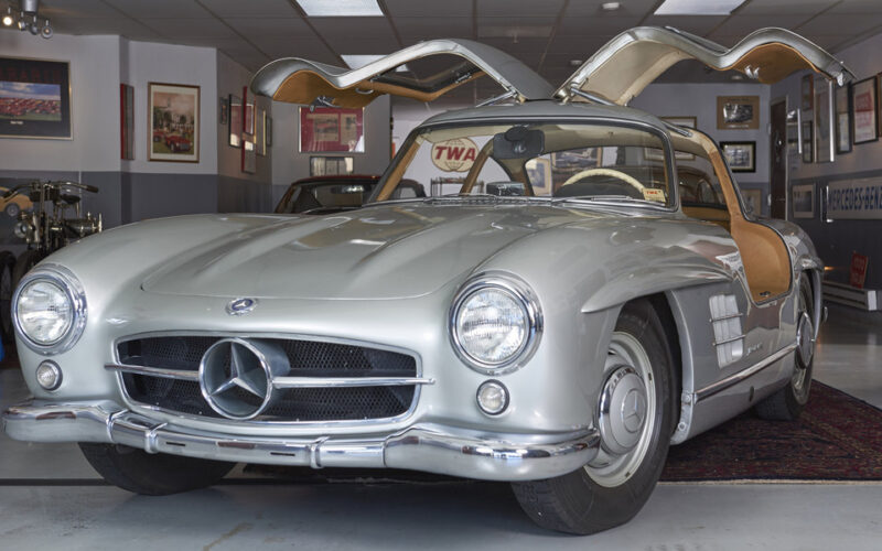 Inside the garage of Cooper Weeks—a 75-year-old retired TWA airline captain—sits his Mercedes 300 SL Gullwing. When it first appeared, it was the fastest production car in existence—about 160 mph top speed. Jason Tracy for The Wall Street Journal